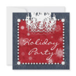 Xmas Denim Diamonds Wedding Chandelier Floral Red Custom Invitations