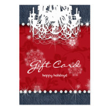 Xmas Denim n Diamonds Chandelier Gift Card 2 Business Cards