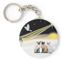 Xmas Dove / 3 Siamese cats Key Chain