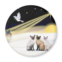 Xmas Dove / 3 Siamese cats Refrigerator Magnet