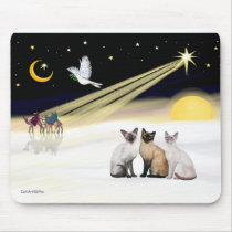 Xmas Dove / 3 Siamese cats Mouse Pad