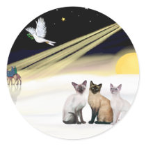 Xmas Dove / 3 Siamese cats Round Stickers