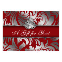 Xmas Elegant Jewellery Logo Gift Card Red Silver Business Card