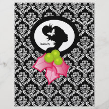 Xmas Flyer Salon Butterfly Woman Silhouette Holly