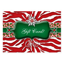 Xmas Gift Card Zebra Leopard Snowflake Business Card Template