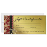 Xmas Gift Certificates Salon Spa Gold Red Floral Rack Card