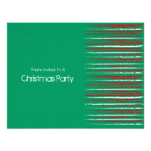 Xmas Grunge Stripes green Small Invitation