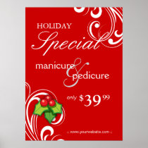 XMAS Holiday Sale Salon Poster Spa Red White Swirl