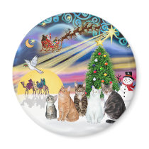 Xmas Magic (R) - Five cats (AmSH) Refrigerator Magnets