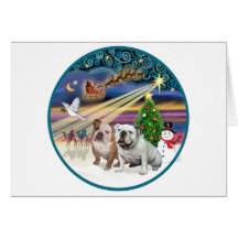Xmas Magic (R) - Two English Bulldogs Cards