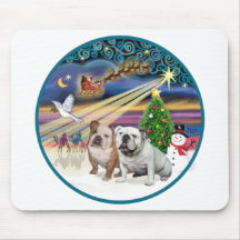 Xmas Magic (R) - Two English Bulldogs Mousepads