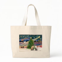 Xmas Magic - Two Siazmese cats (Seal + Choc) Tote Bag
