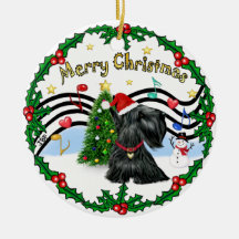 Xmas Music 1 - Scottish Terrier (Santa hat) Christmas Ornament