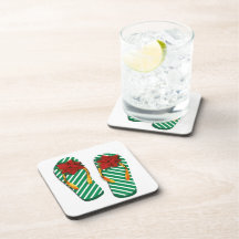 Xmas Party Flip Flops Beverage Coaster