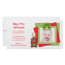 Xmas Reindeer Baby's First Christmas Photo Card