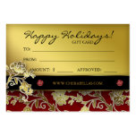 Xmas Salon Gift Card Spa Floral Red Gold business cards