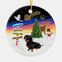 Xmas Signs - Black-Tan Dachshund #14 Christmas Ornament