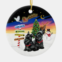 Xmas Signs - Two Scottish Terriers Christmas Ornament