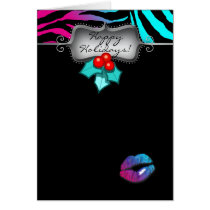 Xmas Spa Salon Silver Pink Blue Zebra Lips