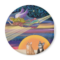 Xmas Star - Brown and Orange Tabby cats (two) Fridge Magnets