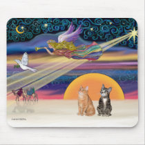 Xmas Star - Brown and Orange Tabby cats (two) Mousepads