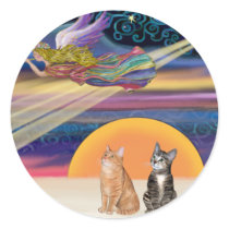 Xmas Star - Brown and Orange Tabby cats (two) Round Sticker