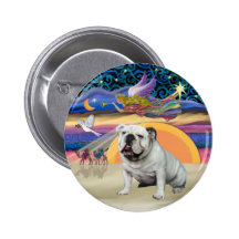 Xmas Star (R) - English Bulldog (white) Pinback Button