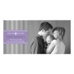 Xmas Stripes Christmas Photo Card (Grey / Purple)
