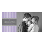 Xmas Stripes Christmas Photo Card (Purple / Grey)