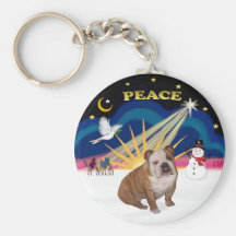 Xmas Sunrise (R) - English Bulldog 1 Keychains