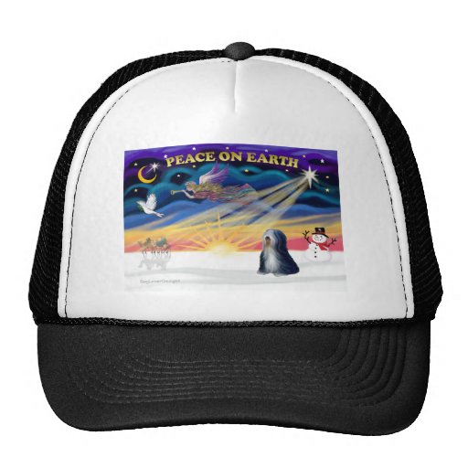 Xmas Sunrise - Tibetan Terrier (BW) Mesh Hats