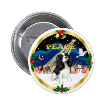Xmas Sunrise - Tri Colour Cavalier King Charles Pinback Button