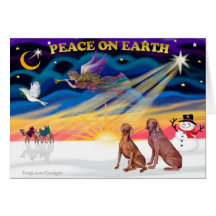 Xmas Sunrise - Two Weimaraners Greeting Card