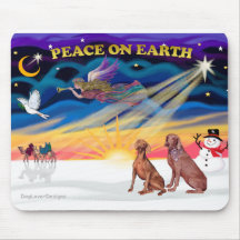 Xmas Sunrise - Two Weimaraners Mouse Mats