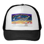 Xmas Sunrise - White Tibetan Terrier Mesh Hats