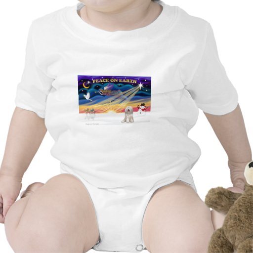 Xmas Sunrise - White Tibetan Terrier Baby Bodysuits