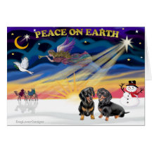 XmasSunrise-Two black Dachshunds Card