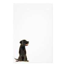 XX- Artistic Black Labrador Cartoon Stationery Paper