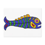XX- Artistic Mexican Style Fish Art Postcards