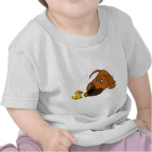 XX- Brown Puppy Dog with Rubber Duck Cartoon Shirt