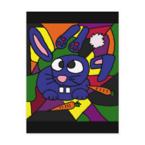 XX- Bunny Rabbit Cubist Art Postcard