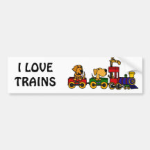 XX- Cartoon Train with Dogs and Giraffe Bumper Sticker