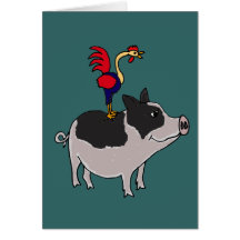 XX coq sur une bande dessinée de porc gonflée par  Cartes