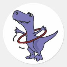 XX dinosaure drôle de T-rex utilisant le cercle de Autocollant Rond