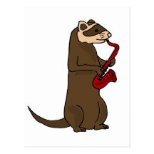 XX- Funky Ferret Playing the Saxophone Postcard