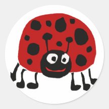 XX- Funny Ladybug Primitive Art Stickers