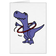 XX- Funny T-rex Dinosaur Using Hula Hoop Greeting Cards