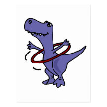 XX- Funny T-rex Dinosaur Using Hula Hoop Post Cards