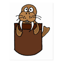 XX- Funny Walrus in a Pocket Cartoon Post Card