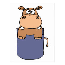 XX- Hippo in a Pocket Cartoon Post Cards